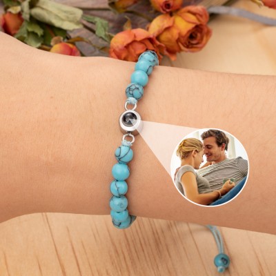 Custom Beaded Projection Photo Bracelet with Picture Inside Memorial GIfts Ideas Christmas Gifts Anniversary Gifts