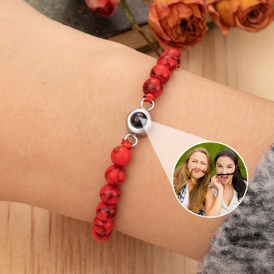 Personalized Beaded Photo Projection Bracelet with Picture Inside Love Gift Ideas for Friend Christmas Gifts for Her