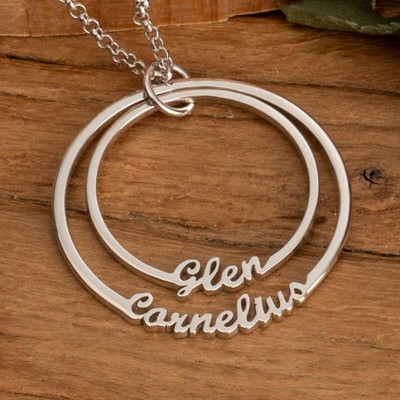 Personalized 2 Disc Eternity Bands Name Necklace