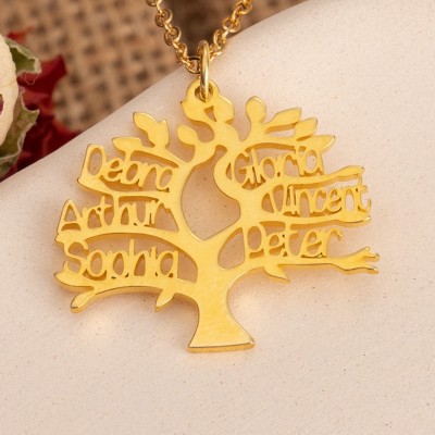 Personalized Family Tree Name Necklace with 1-6 Names