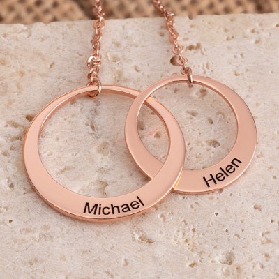 Personalized Generation Necklace Two Circles Necklace for Your Son & Daughter