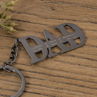 Father’s Day Gift Personalized Dad Keychain Engraving 1-16 Names 