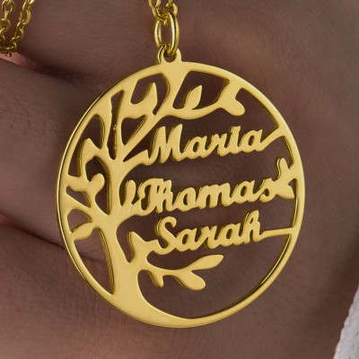 Personalized Family Tree Name Necklace with 1-8 Names Gift for Mom and Grandma