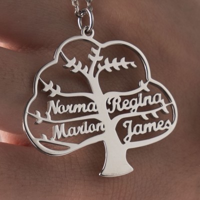 Personalized Family Tree Name Necklace with 1-8 Names Gift for Mom and Grandma