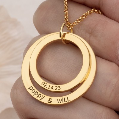 Personalized Double Disc Charms Name Necklace Gift Ideas for Soulmate Wedding Anniversary Gifts 