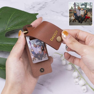 Personalized Leather Engraved Photo Keychain