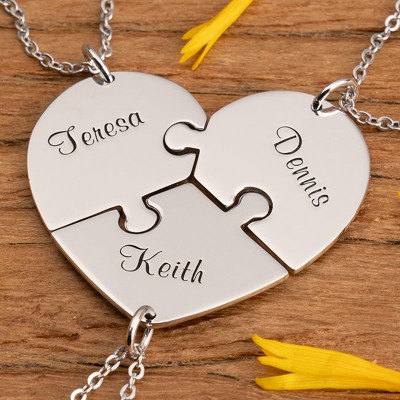 Personalized Heart Shape 1-7 Pieces Necklace For Family Friends Couples