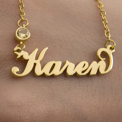 Personalized Birthstone Name Necklace