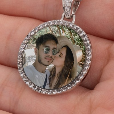 Personalized Photo Medallions Memory Necklace Pendant with Chain Leaves Shape Gift for Husband and Boyfriend