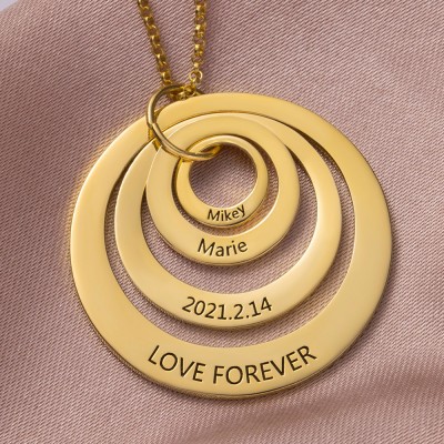 Personalized Disc Charms Name Engraving Necklace Gift for Mom Grandma Anniversary Gift for Wife Birthday Gift for Her