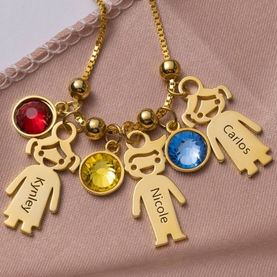 Silver Engraved Children Necklace 1-15 Pendants Optional With Birthstone