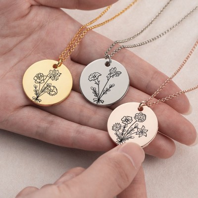 Personalized Birth Flower Necklace