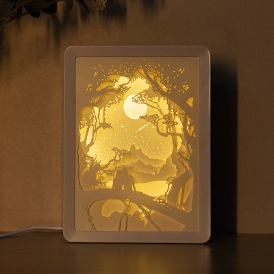 3D Paper Cut Lamp Laser Cut 3D Night Light With Frame Valentine's Day Gift for Her