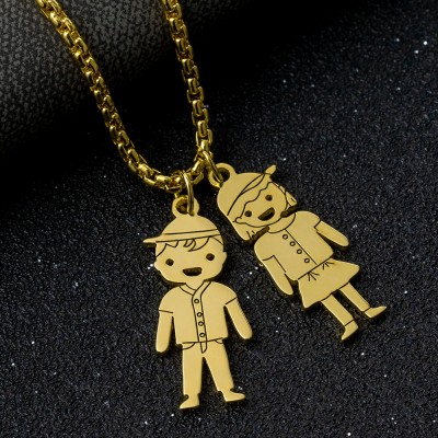 Personalized Kids Pendant Name Necklace with Engraving 1-10 Names