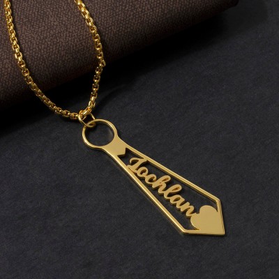 Personalized Tie Shaped Pendant Name Necklace