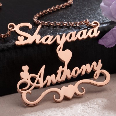 Custom Double Name Necklace Handmade Jewelry Gifts for Her Birthday Gifts for Women Romantic Name Necklace for Girlfriend Wife