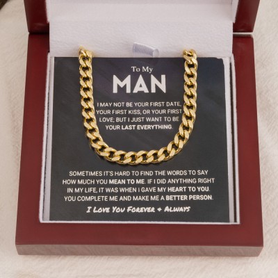 To My Man Cuban Link Chain Necklace for Husband Love Gift for Boyfriend Valentine's Day Gift for Him