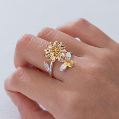 Sunflower Rotation Fidget Ring Gift for Her