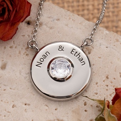 Personalized Engravable Disc Charm Necklace Gift for Couples Valentine's Day Gift for Girlfriend