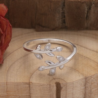 Sterling Silver Minimalist Leaf Ring Gift For Her