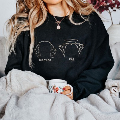 Custom Dog Ear Outline Embroidered Sweatshirt Preparing Unique Gift For Dog Mom Gifts for Pet Lovers
