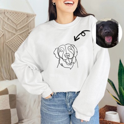 Personalized Dog Face Outline Embroidered Sweatshirt Hoodie Custom Keepsake Gifts for Pet Lovers