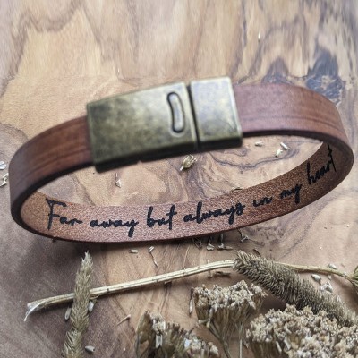 Personalized Men Leather Engraved Bracelet 