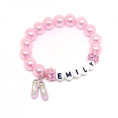 Pink Ballet Name Bracelet