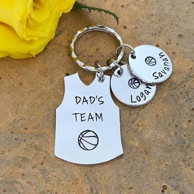 Personalized Daddy's Basketball Team Keychain Father's Day Gift