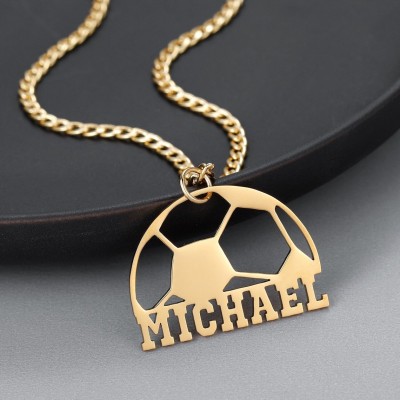 Personalized Football Pendant Name Necklace 