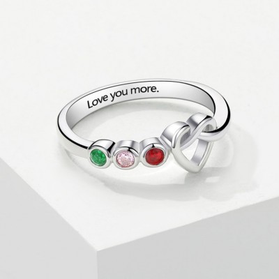 Personalized Ties of the Heart Birthstone Ring