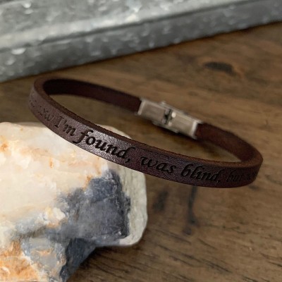 Personalized Men Leather Engraved Bracelet 