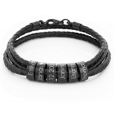 Braided Leather Beads Bracelet With 1-10 Beads