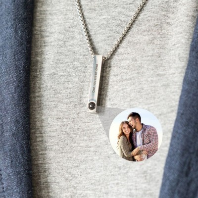 Personalized Photo Projection Necklace for Men Gift for boyfriend Anniversary Gift for Husband Wife
