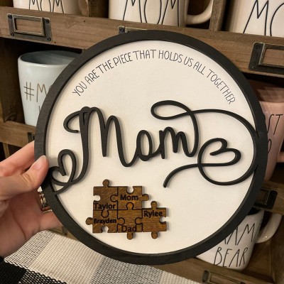 Personalized Mom You Are the Piece that Holds Us Together 1-15 Puzzle Pieces Name Sign