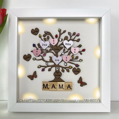 Personalized Light Up Family Tree Box Frame with 1-20 Names Mother's Day Gift For Grandma, Mom