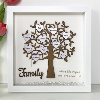 Personalized Family Tree Box Frame with 1-30 Names For Family Gift