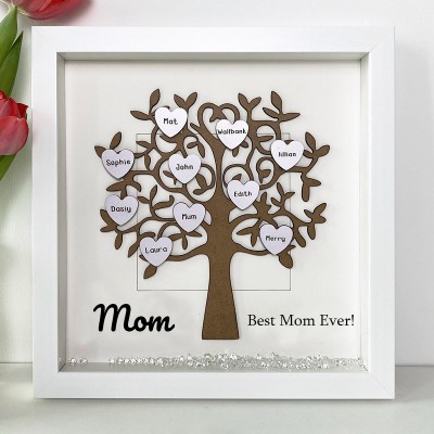 Personalized Family Tree Box Frame with 1-30 Names For Family Gift