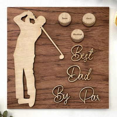 Handmade Father's Day Gift Personalized Golf Plaque With 1-10 Names Engraved