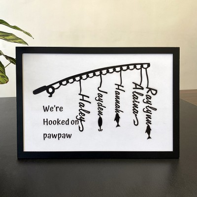 Personalized Hooked on Pawpaw Wooden Plaque Fishing Wooden Sign Gift For Men Father's Day Gift