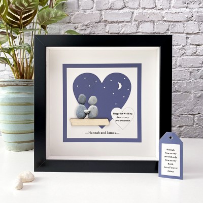 Personalized Wedding Anniversary Pebble Art Picture Frame