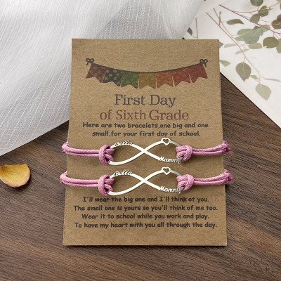Personalized Back To School 2 Infinity Charm Bracelets For Student