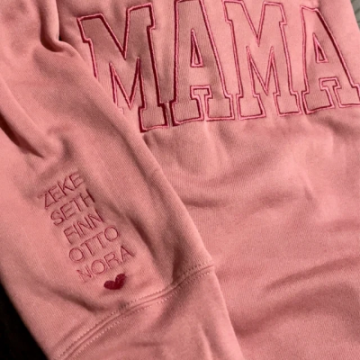 Custom Mama Embroidered Sweatshirt Hoodie Mother's Day Gift Ideas Heartful Gift For Mama