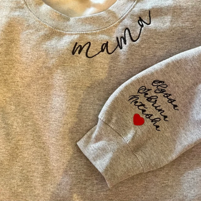 Custom Mama Neckline Embroidered Sweatshirt Hoodie Unique Gifts For Mama