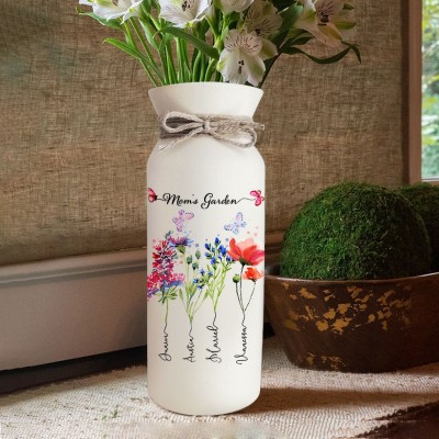 Custom Mom's Garden Birth Month Flower Vase With Kids Names Mother's Day Gift Ideas Unique Gift For Mom Grandma