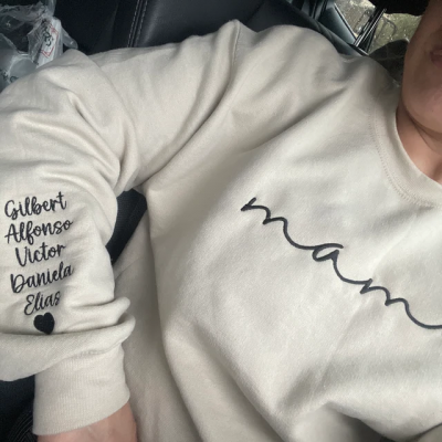 Custom Mama Embroidered Sweatshirt Hoodie With Date Mother's Day Gift Ideas Keepsake Gift For Mom Grandma