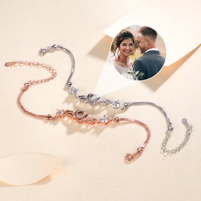 Personalized Memorial Photo Projection Bracelet Gift for Couple, Wedding Anniversary, Birthday 