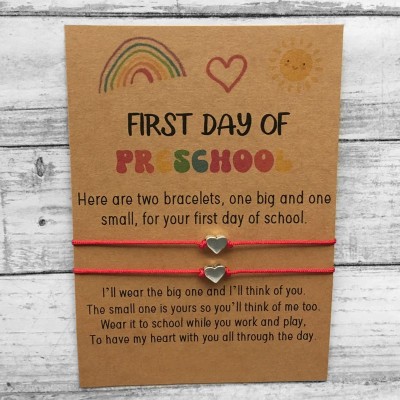 First Day of Preschool Bracelet Set Mommy and Me Wish Bracelet