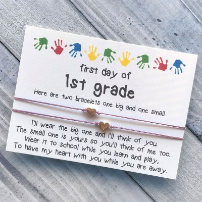 First Day of 1st Grade Bracelet Set Mommy and Me Wish Bracelet