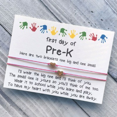 First Day of Pre-K Bracelet Set Mommy and Me Wish Bracelet